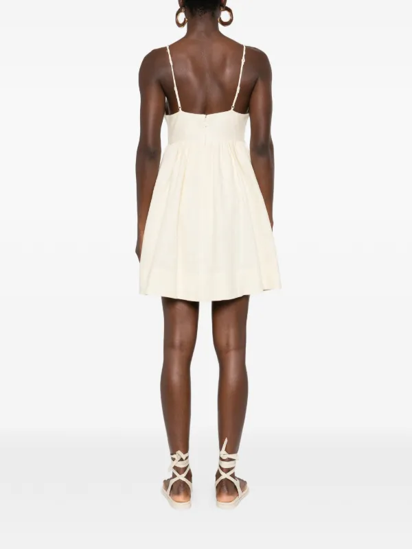 FARM Rio Palm tree-embroidered Mini Dress | Neutrals | FARFETCH ID