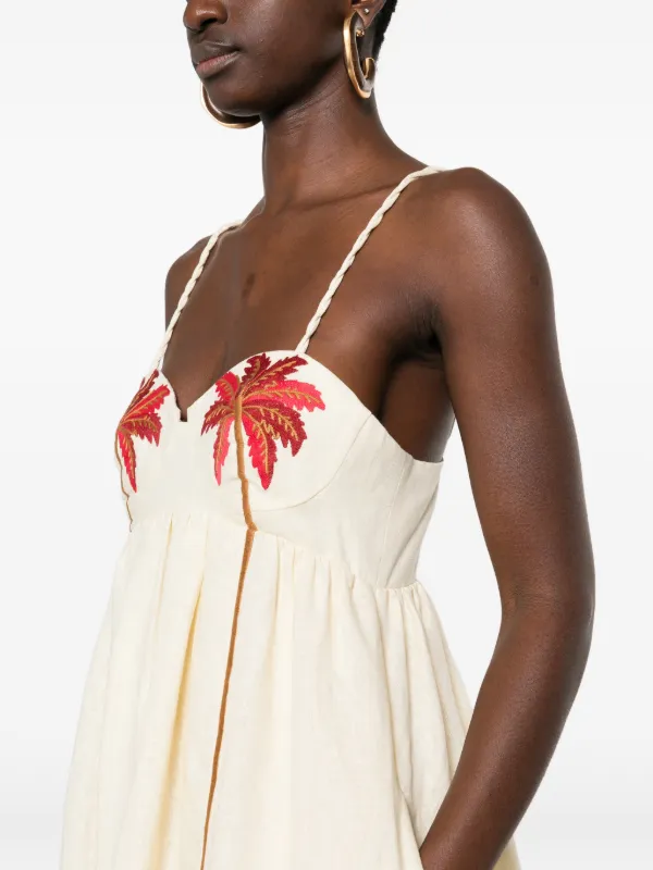 FARM Rio Palm tree-embroidered Mini Dress | Neutrals | FARFETCH ID FARM Rio Palm tree-embroidered Mini Dress | Neutrals | FARFETCH ID