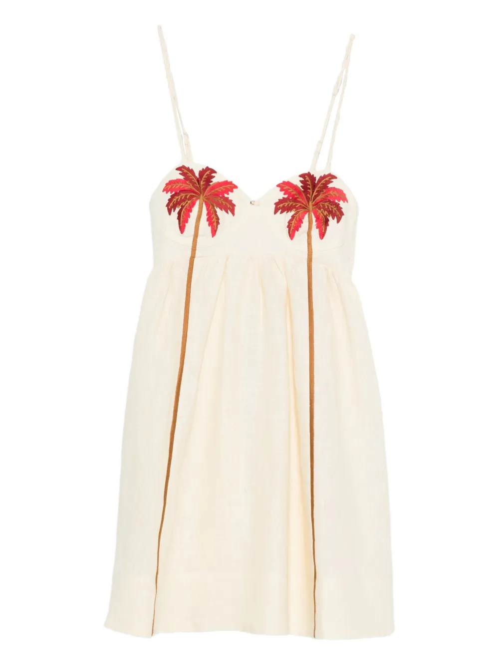 FARM Rio palm tree-embroidered mini dress - Toni neutri