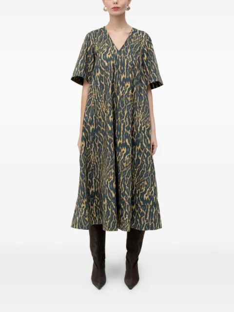 GANNI V-neck patterned dress