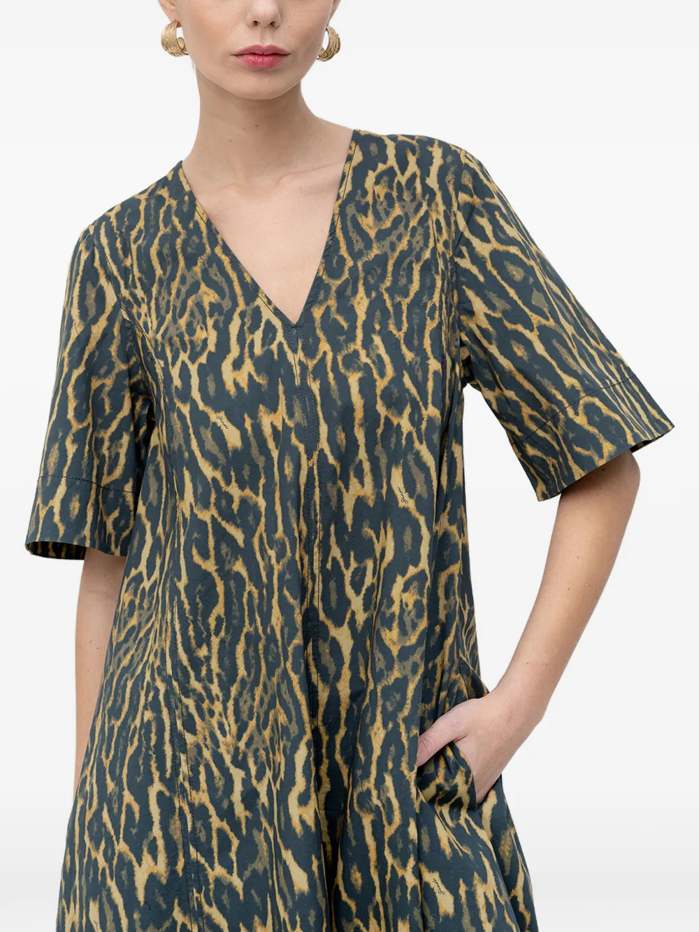 GANNI Jurk met V-hals Blauw