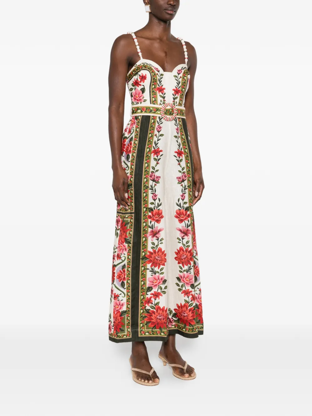  Farm Rio Floral Belted Jumpsuit - Neutrals 