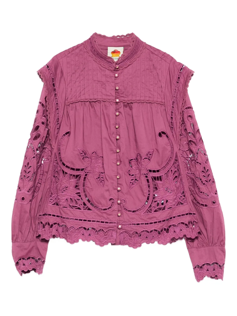 FARM Rio floral-cut-out scalloped shirt - Purple