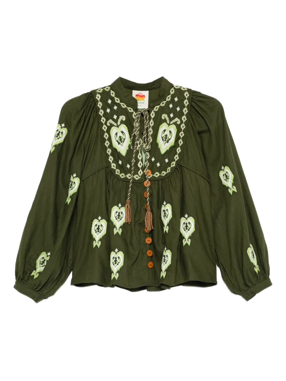 FARM Rio embroidered tassel shirt - Verde