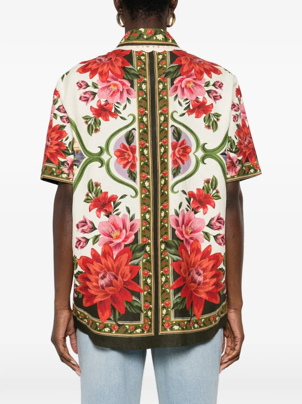 FARM Rio blouse met gewelfde kraag en bloemenprint Wit