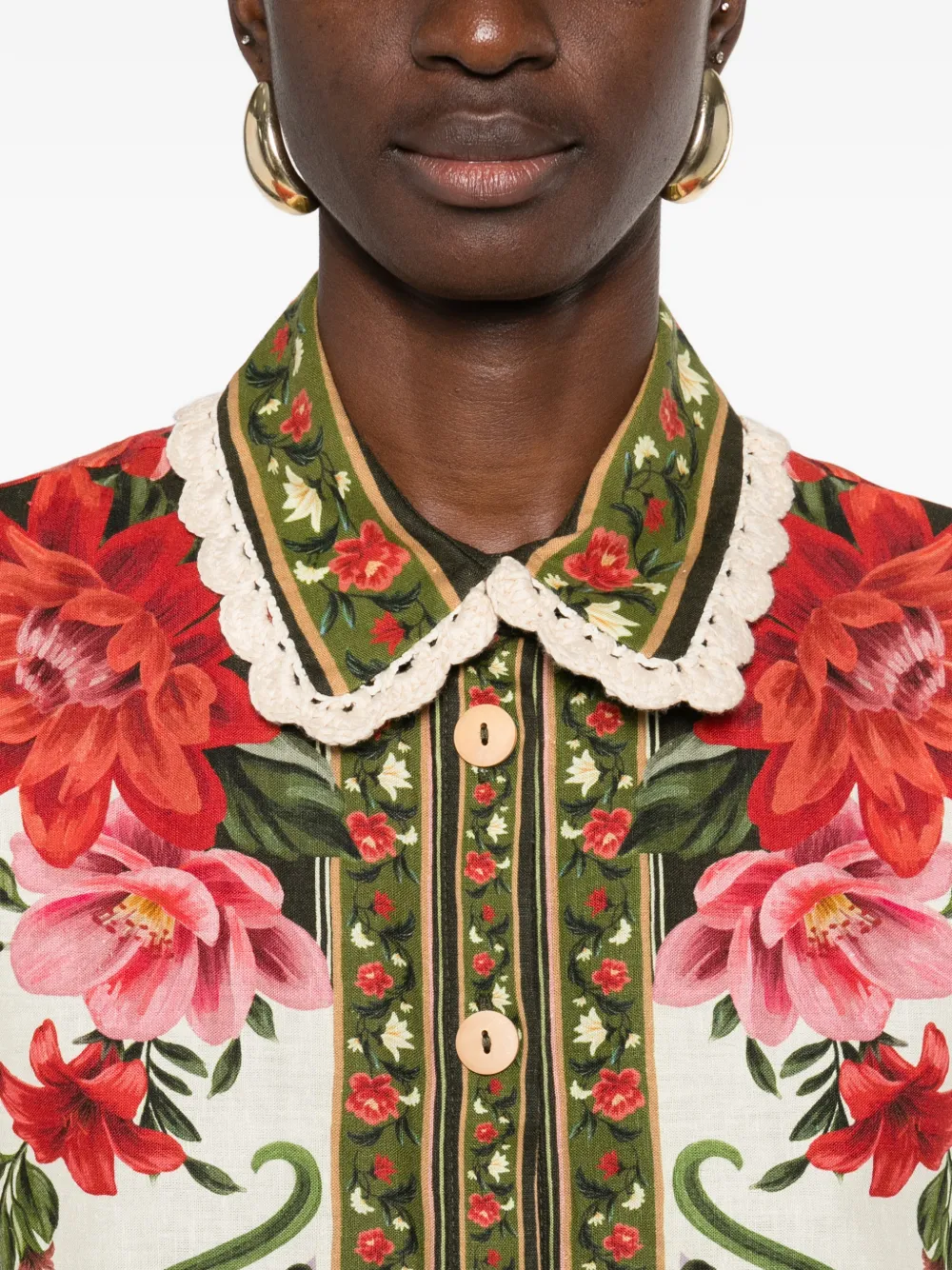 FARM Rio blouse met gewelfde kraag en bloemenprint Wit