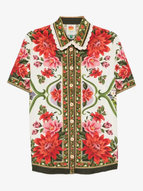 FARM Rio floral scallop-collar shirt