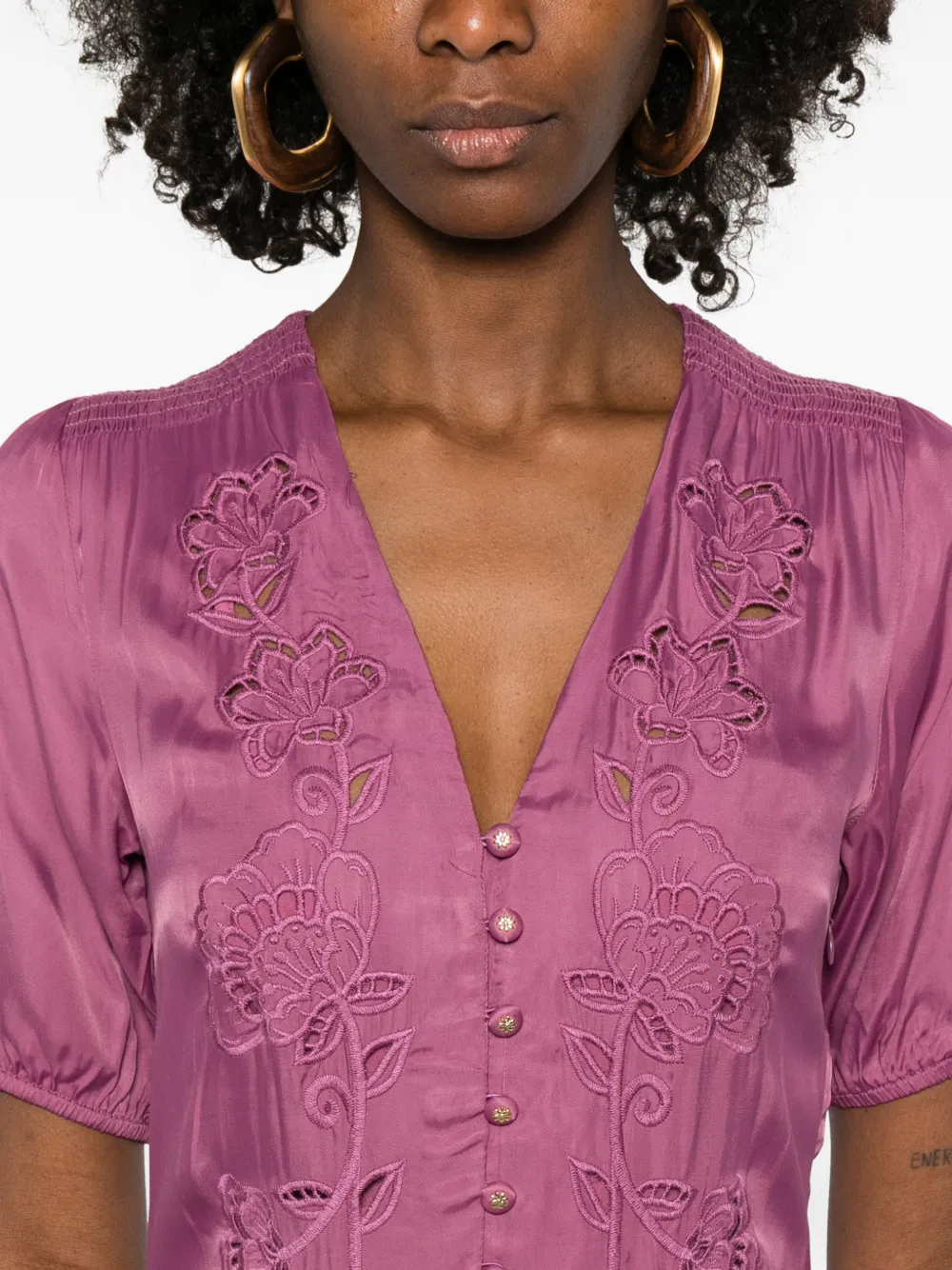 FARM Rio Maxi-jurk met knopen en bloemenprint Roze