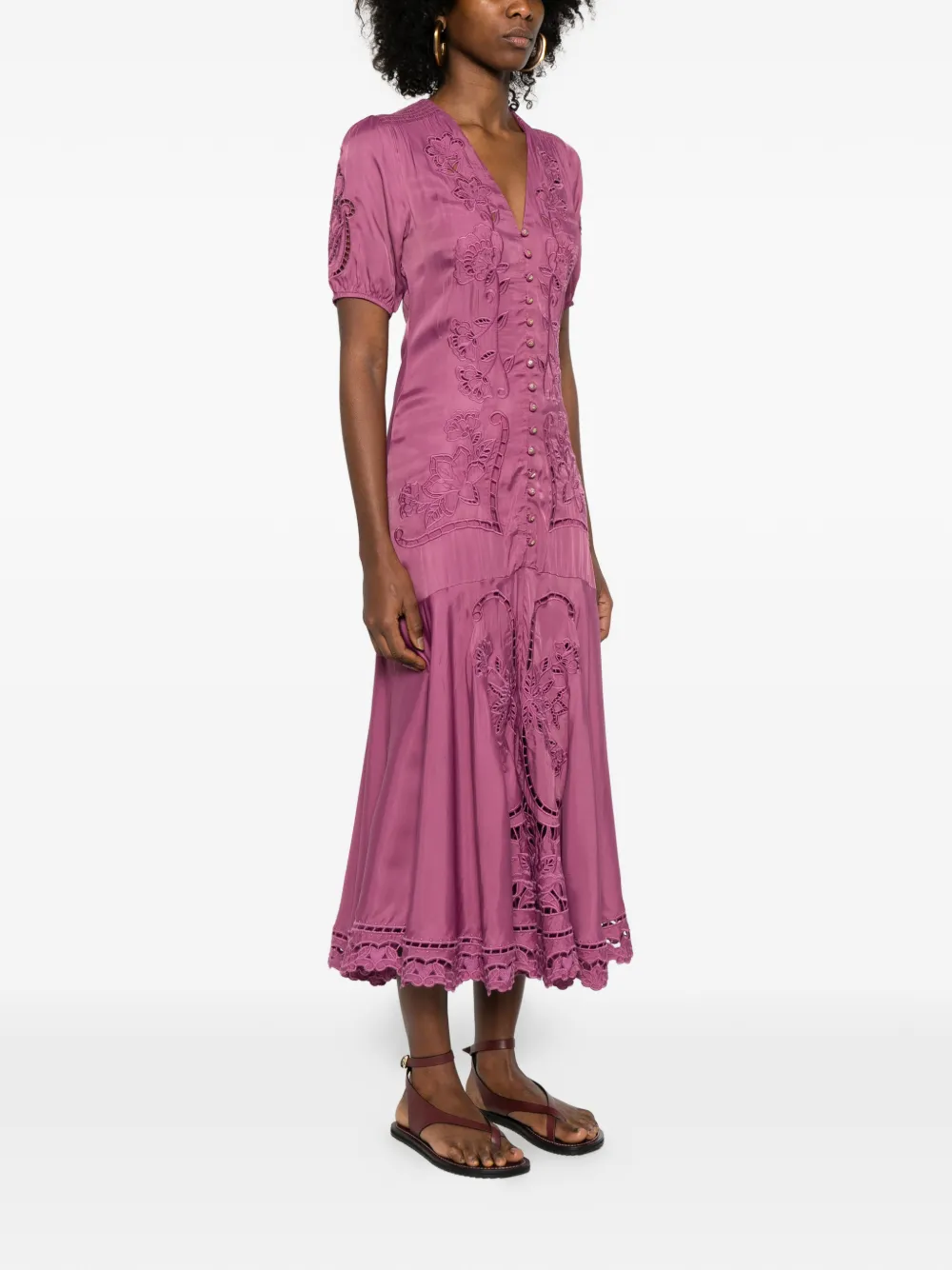 FARM Rio Maxi-jurk met knopen en bloemenprint Roze