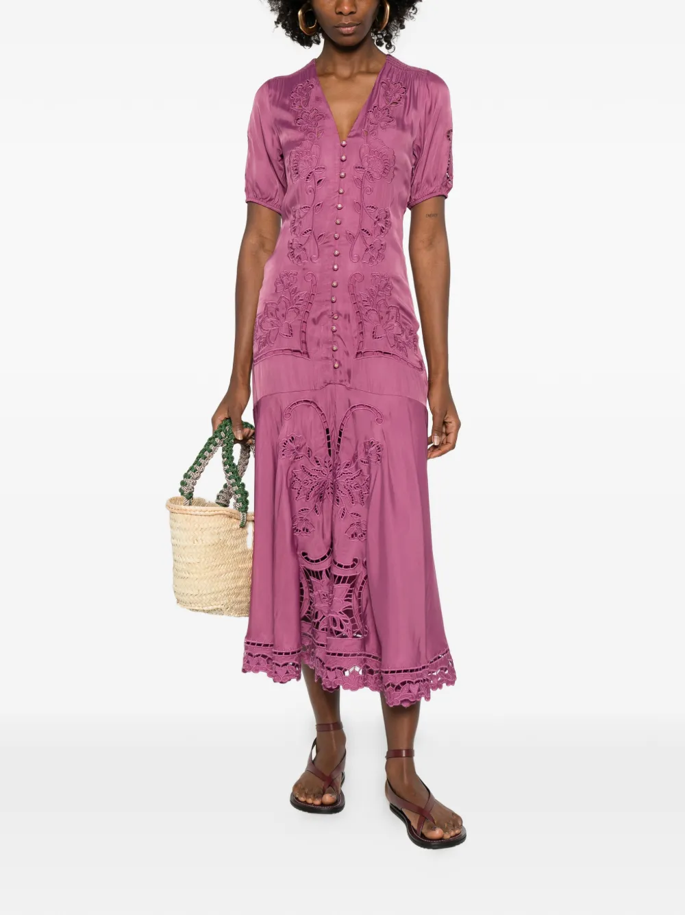 FARM Rio floral button maxi dress - Roze