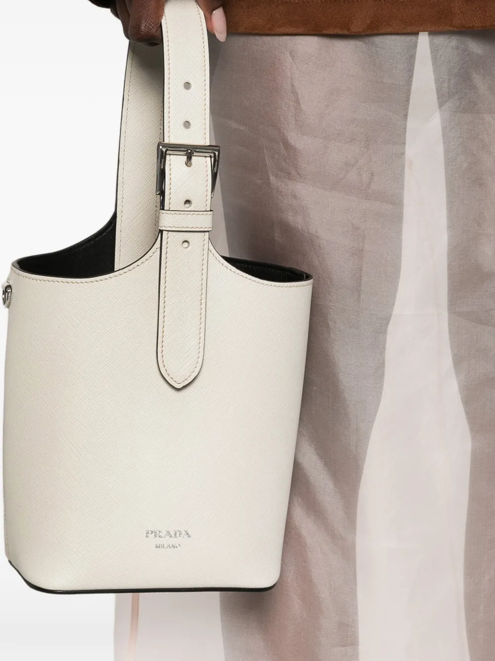 Prada Bucket-tas met logoprint Beige