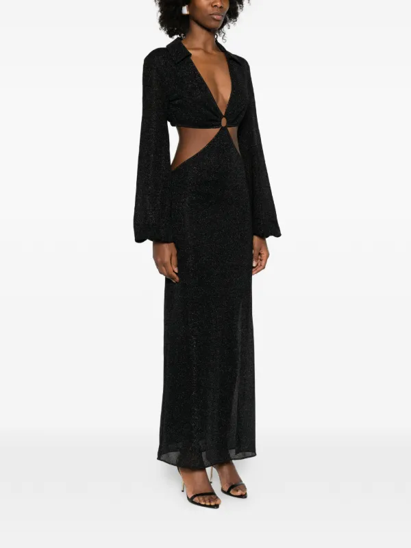 ring cut out maxi dress Halterneck Ring Detail Cut Out Maxi Dress In Taupe Brown Textured Woven |  EGO US