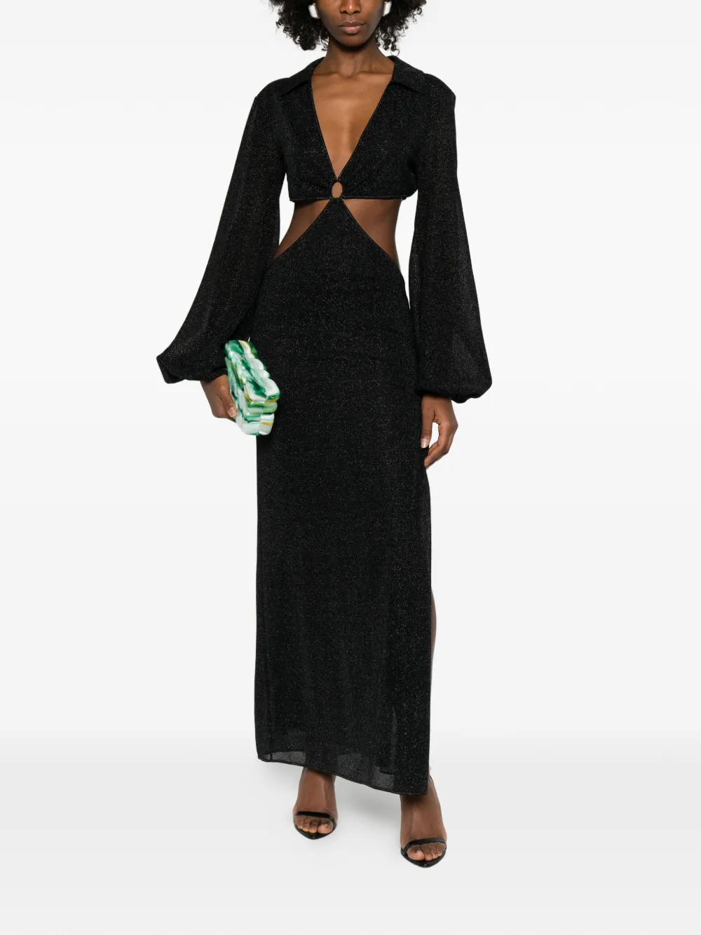 Os&eacute;ree cutout ring maxi dress - Zwart