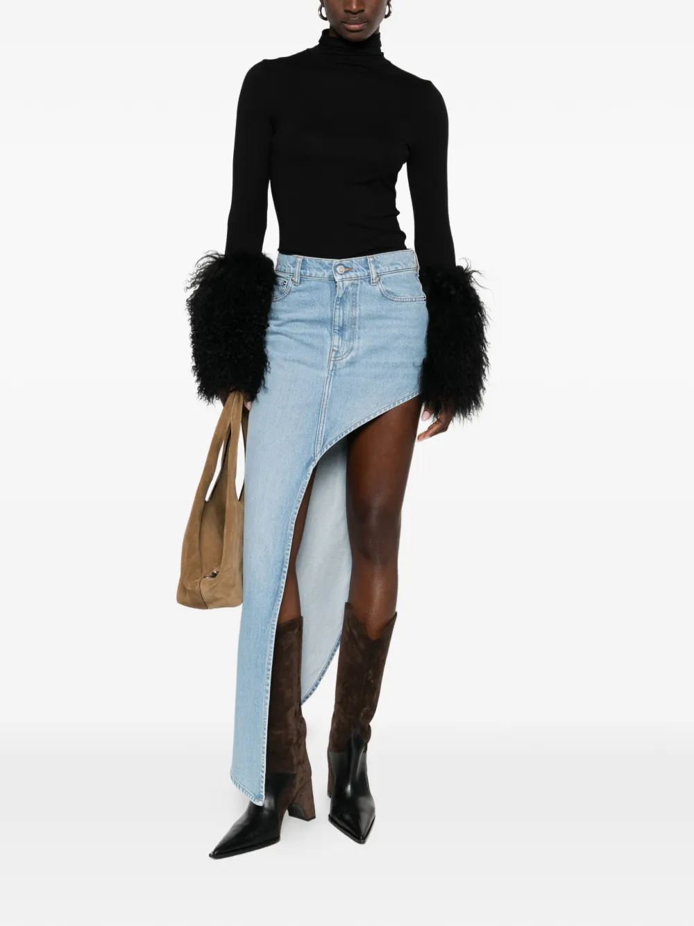 Coperni asymmetric panel skirt - Blauw