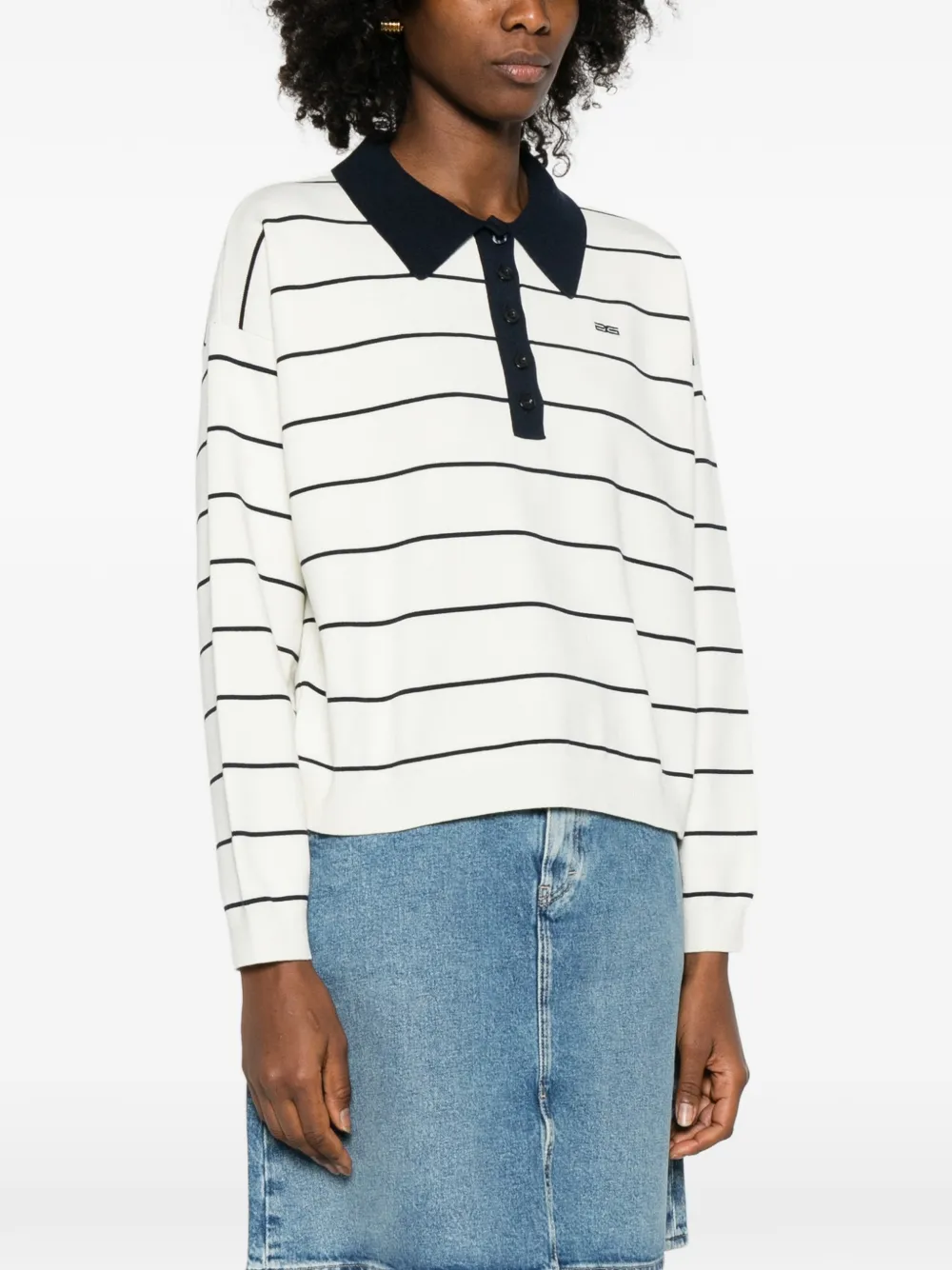 Gestuz GZtaige gestreepte polotop Wit