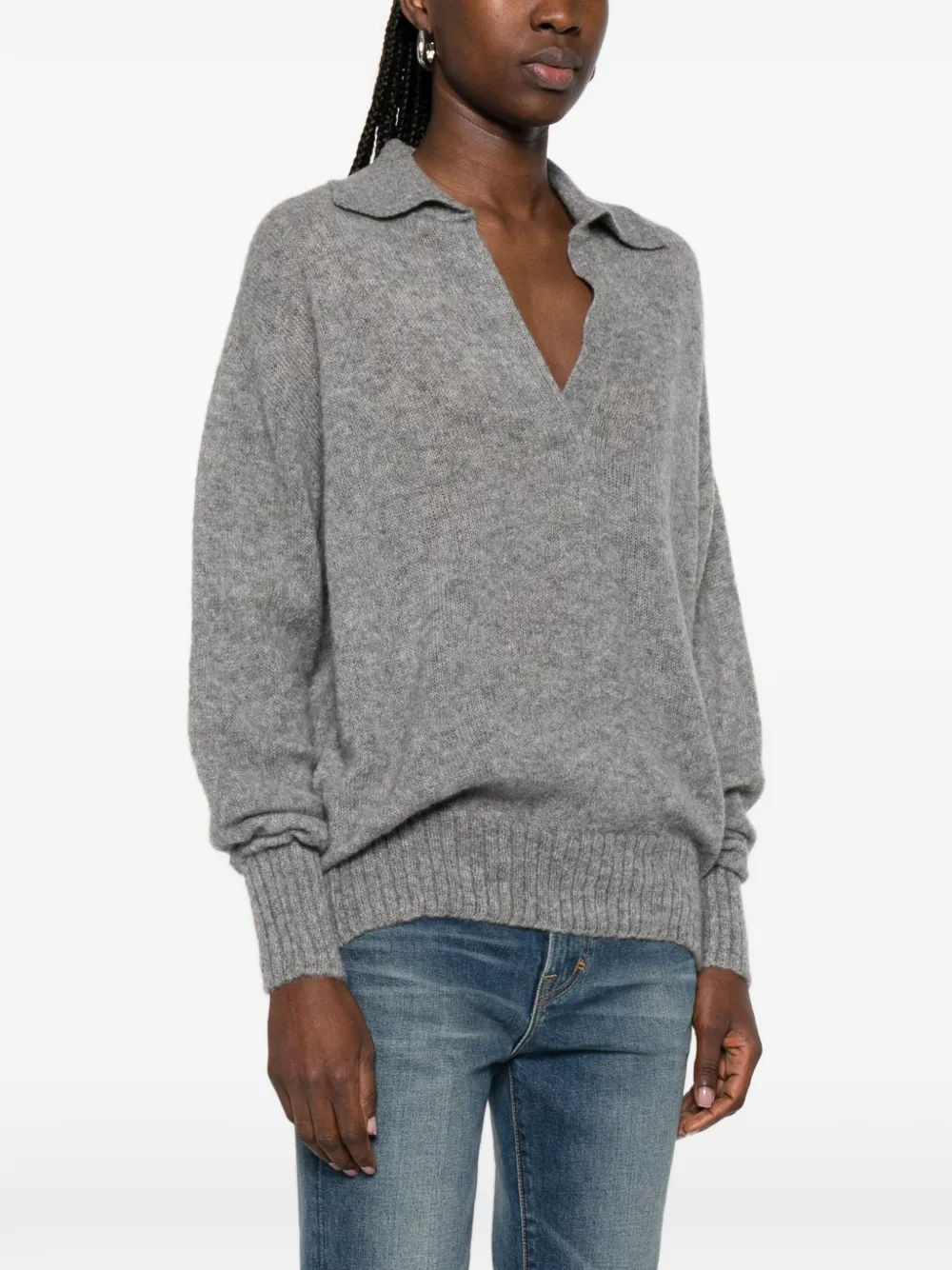  Tom Ford V-neck Collared Sweater - Grey 