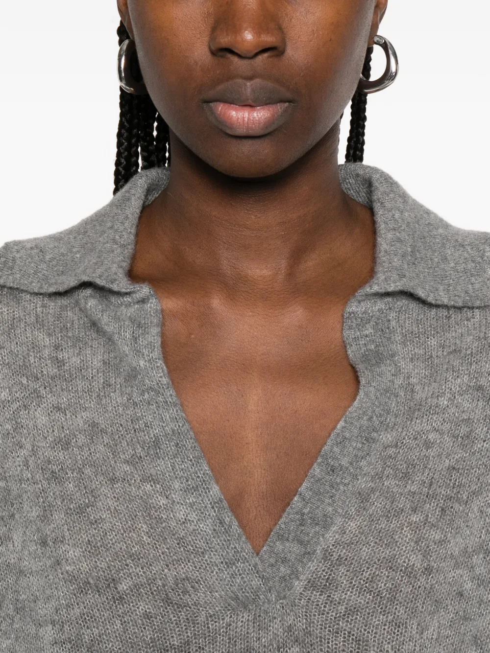 Tom Ford V-neck Collared Sweater in Grey, view 5