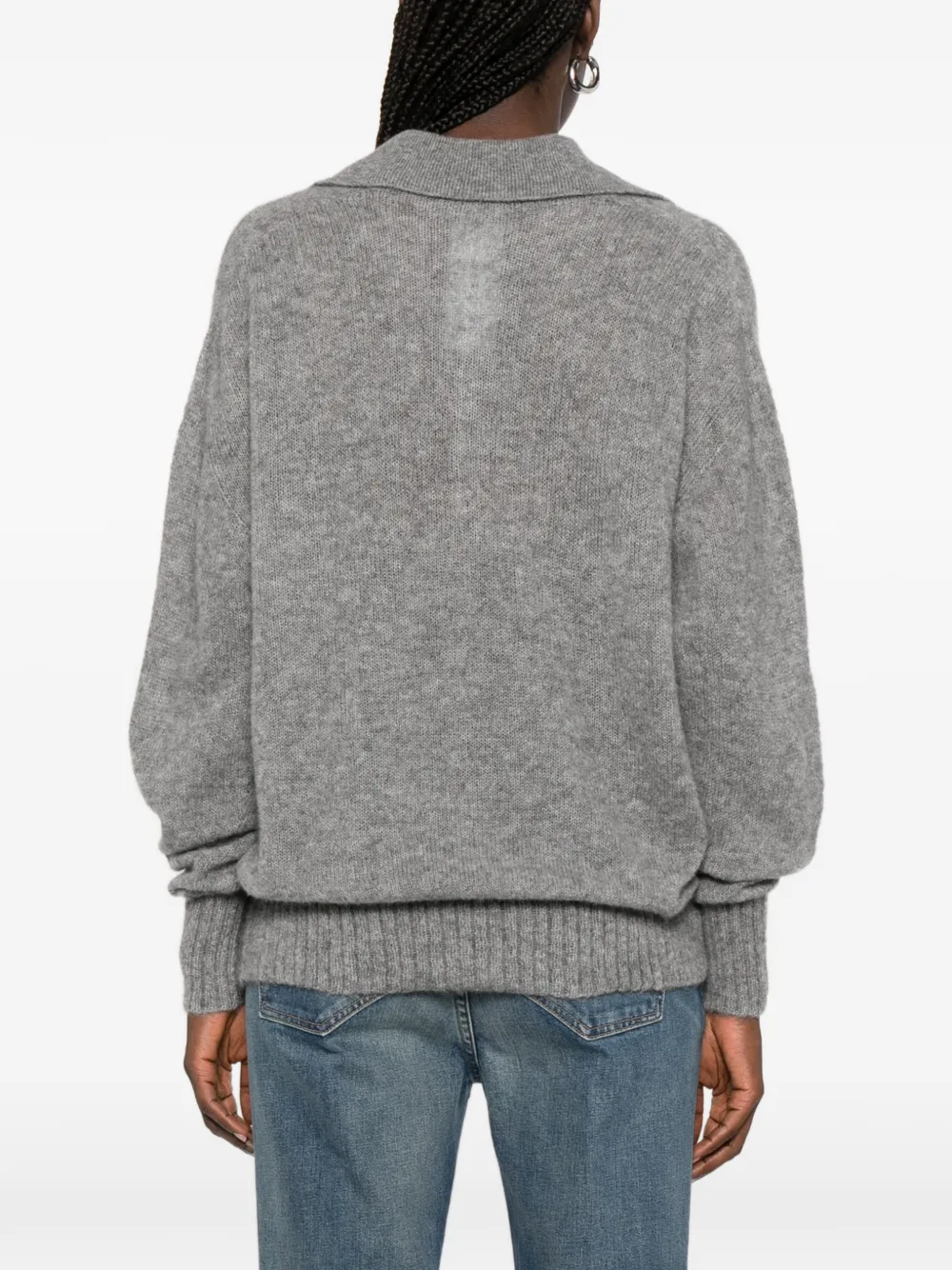 Tom Ford V-neck Collared Sweater in Grey, view 4