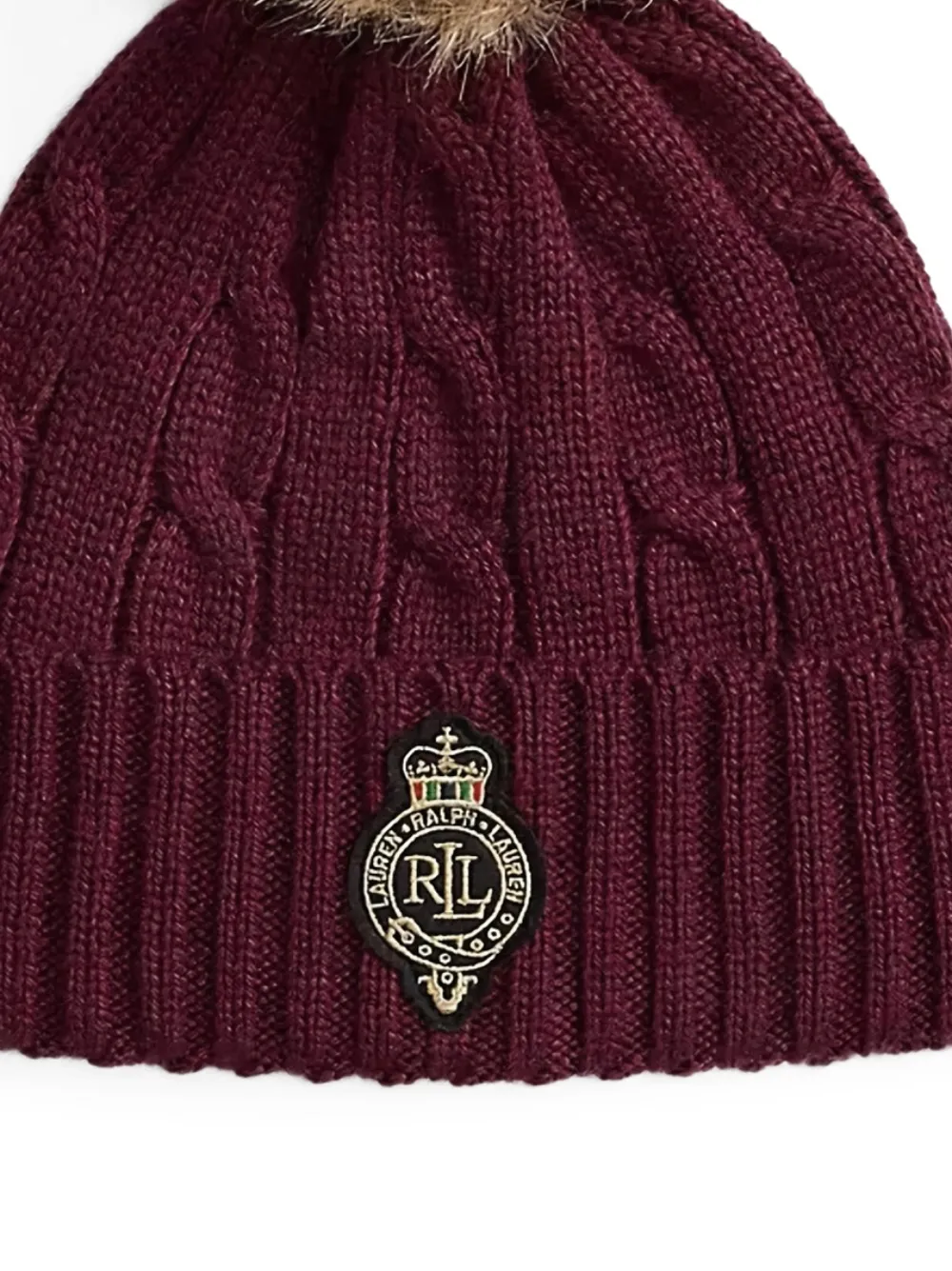 Lauren Ralph Lauren Kabelgebreide muts met pompon - Rood