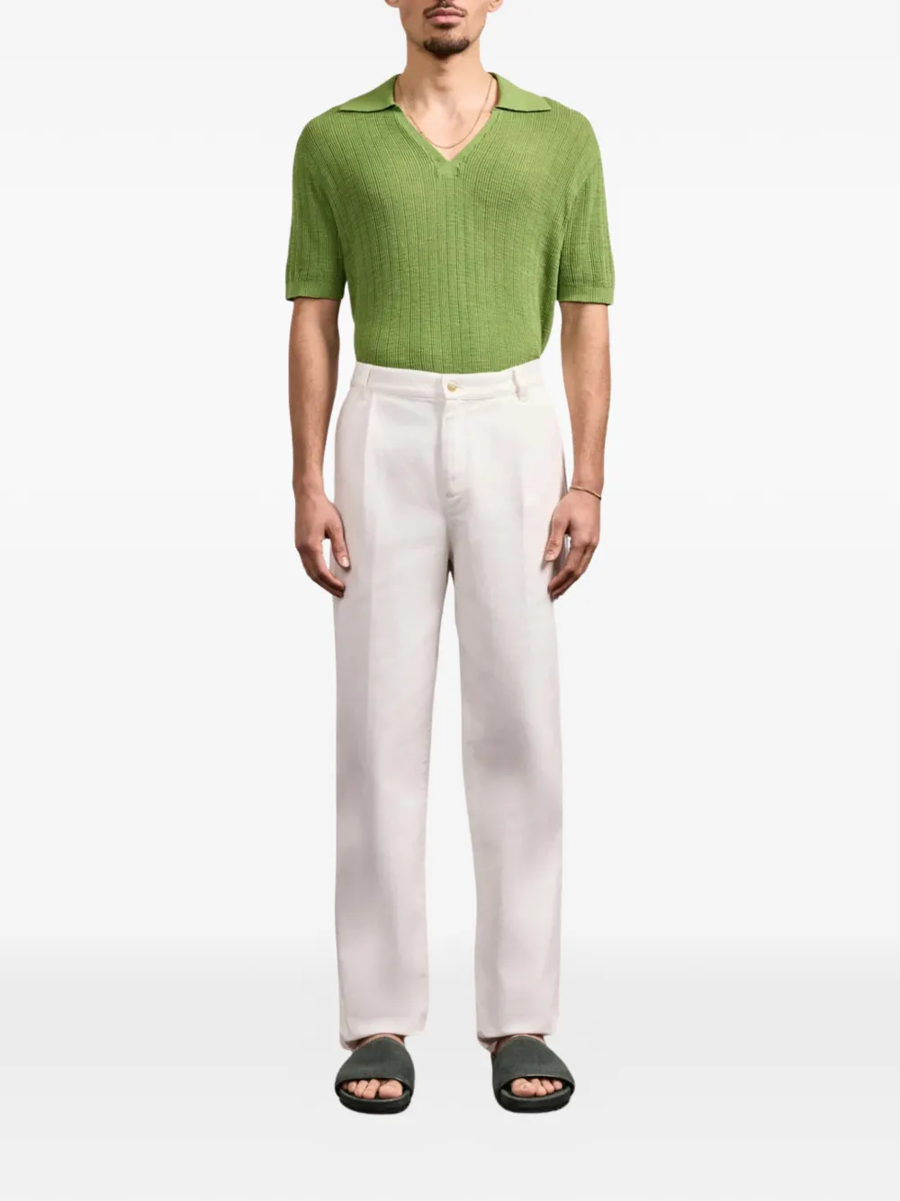 Frescobol Carioca Joaquim V-neck short-sleeve top - Groen