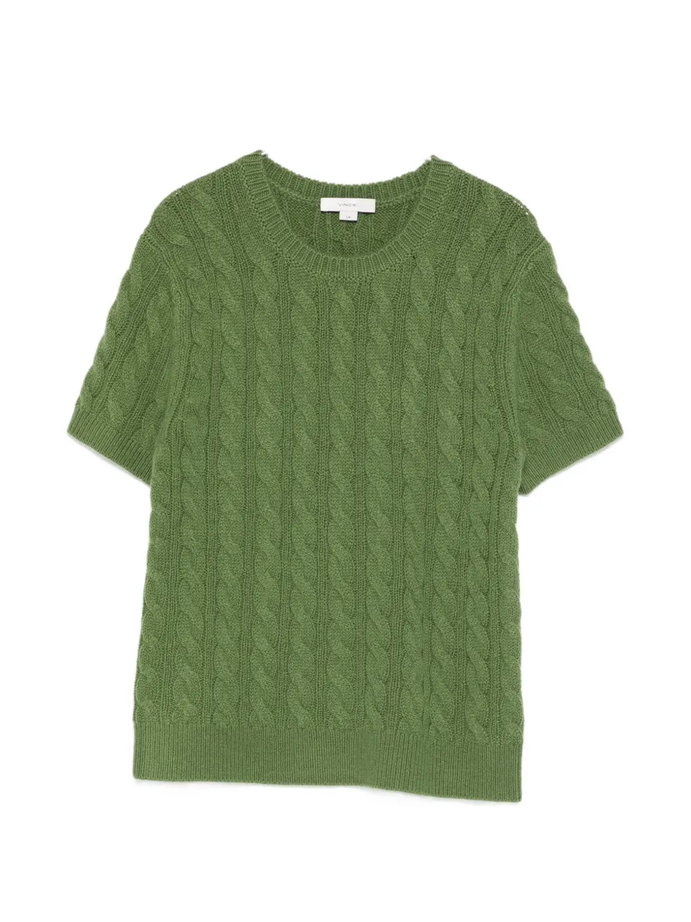 Vince cable-knit short-sleeve T-shirt - Verde