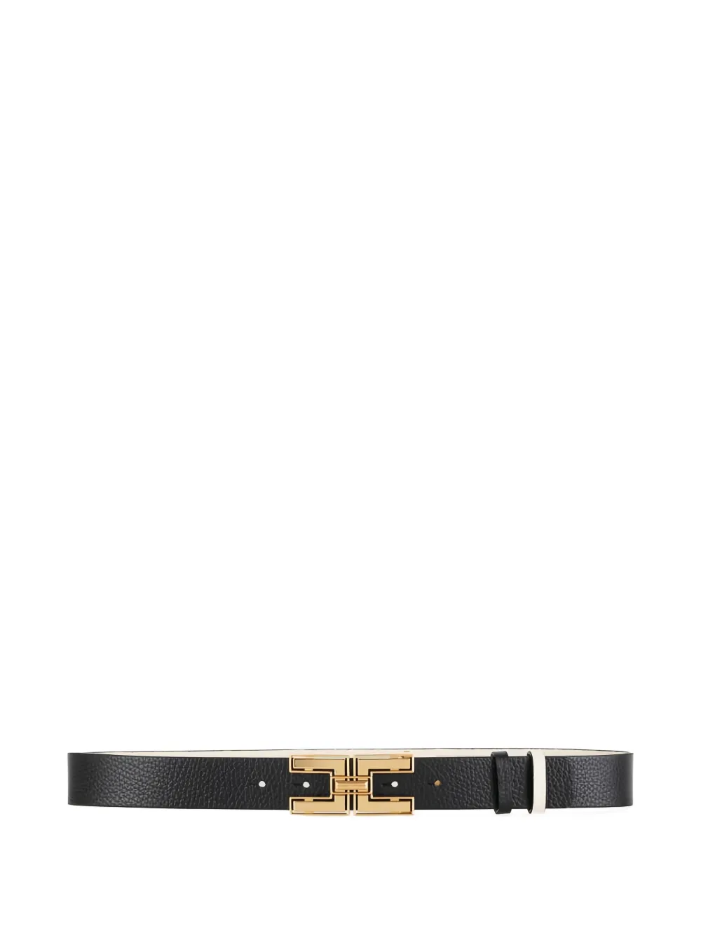 Elisabetta Franchi Two-tone Logo Buckle Belt In Black