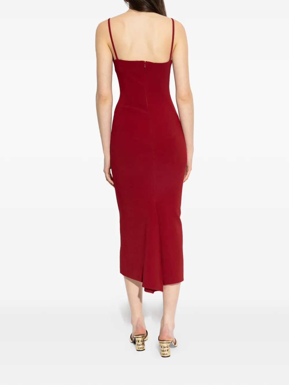 Givenchy Midi-jurk met vierkante hals Rood