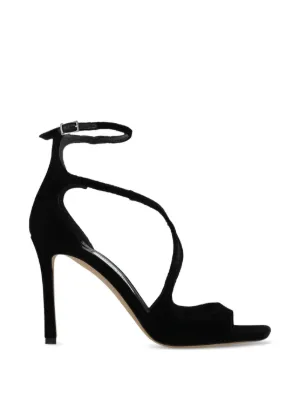 Jimmy Choo Sandália De Tiras Em Couro Envernizado | Preto