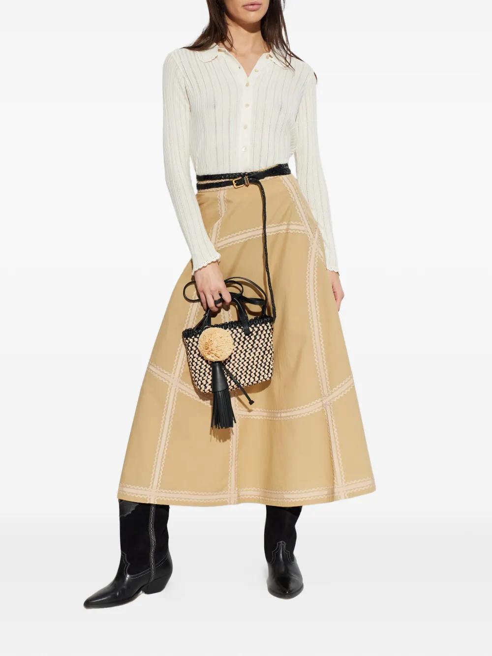 Ulla Johnson Norah panelled midi skirt - Beige