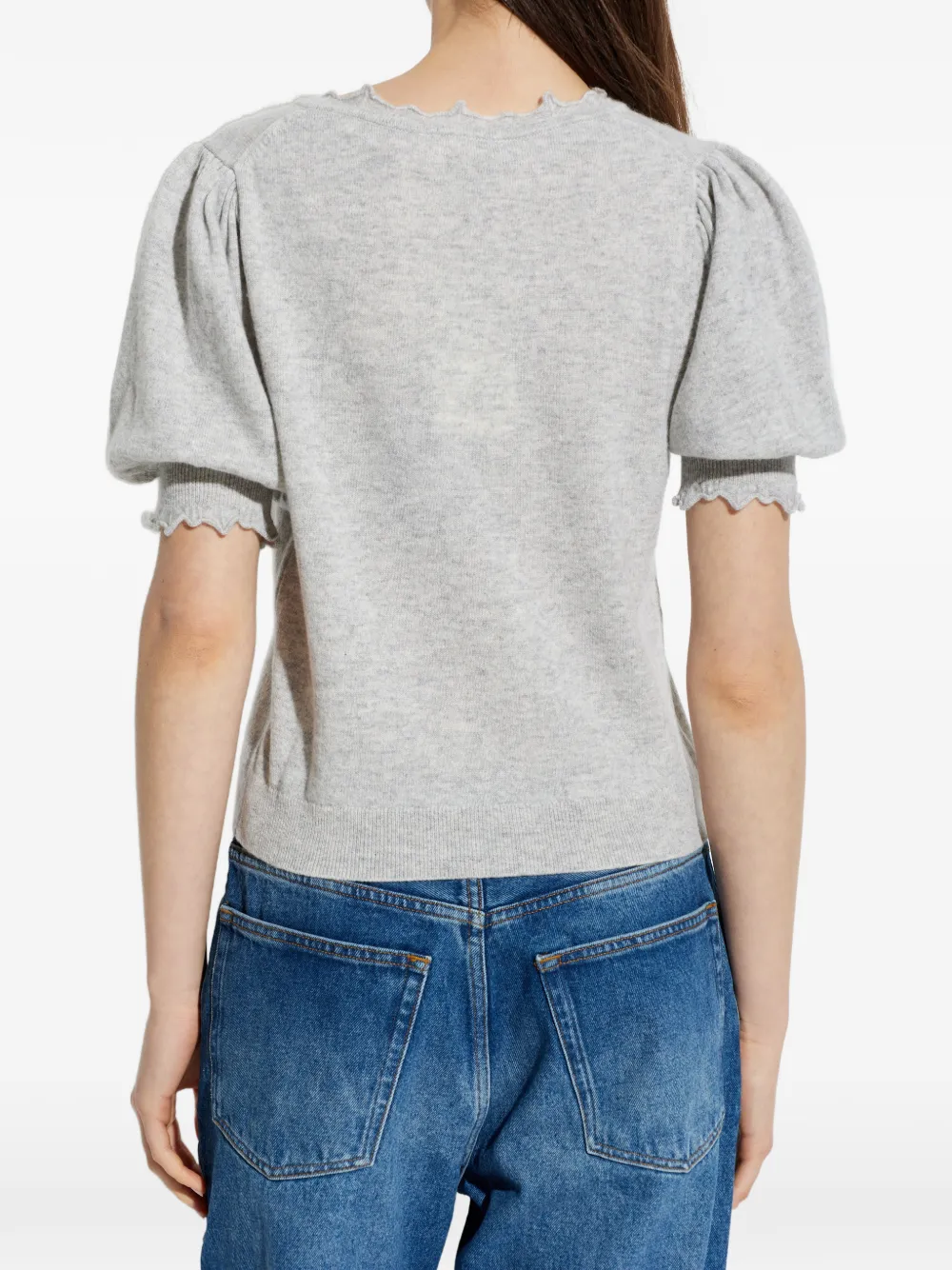 Ulla Johnson Polline T-shirt met ruchemouwen Grijs