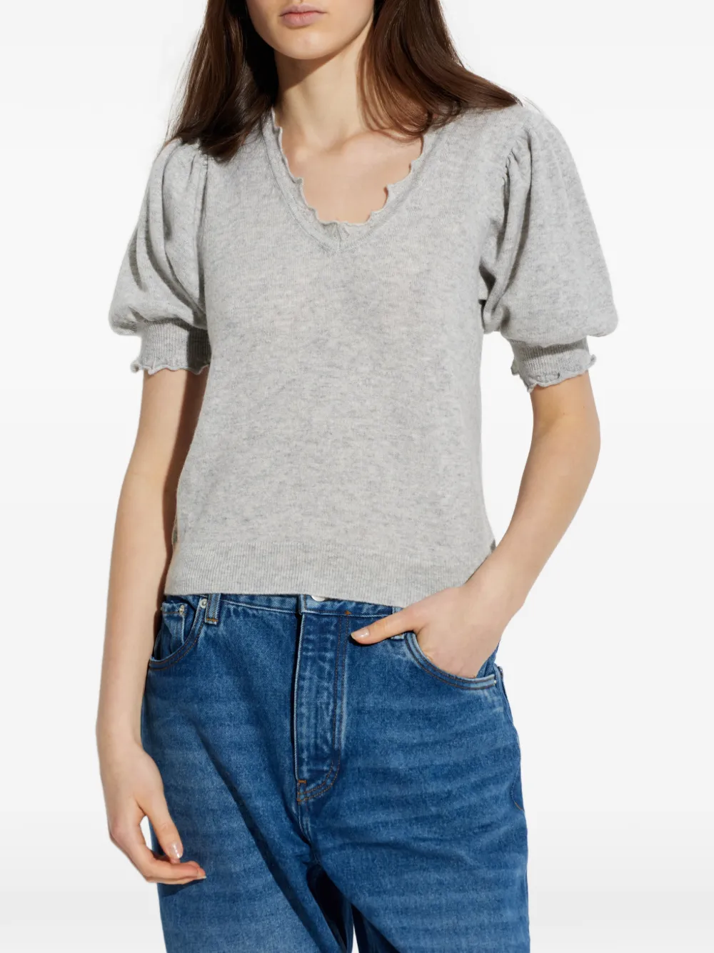  Ulla Johnson Polline Ruffled-sleeve T-shirt - Grey 