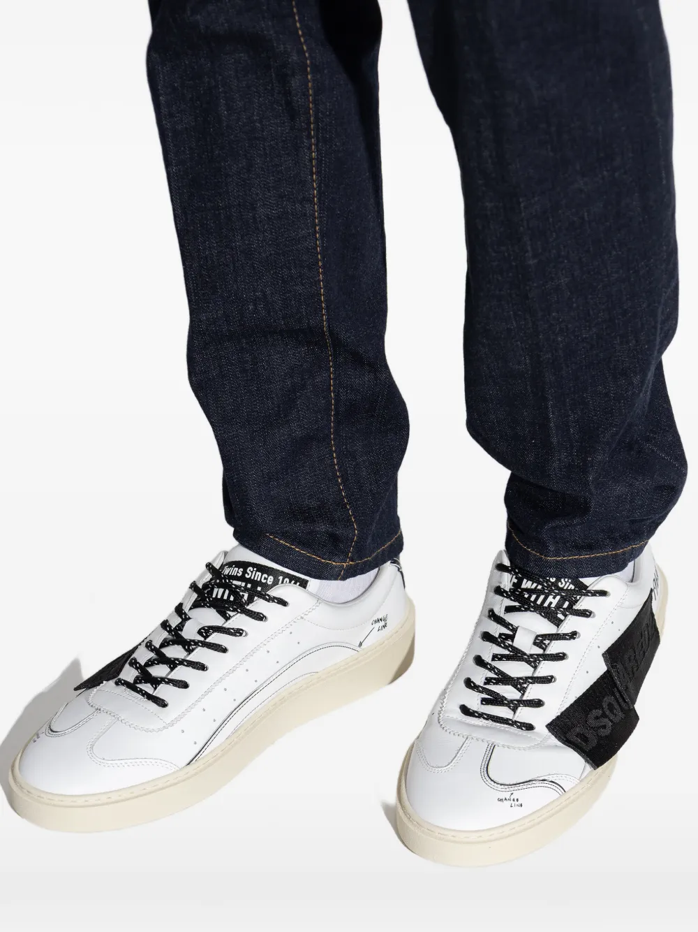 DSQUARED2 Leren sneakers met applicatie Wit