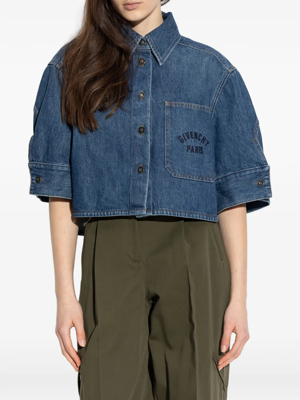  Givenchy Patch Pocket Short Sleeve Top - Blue 