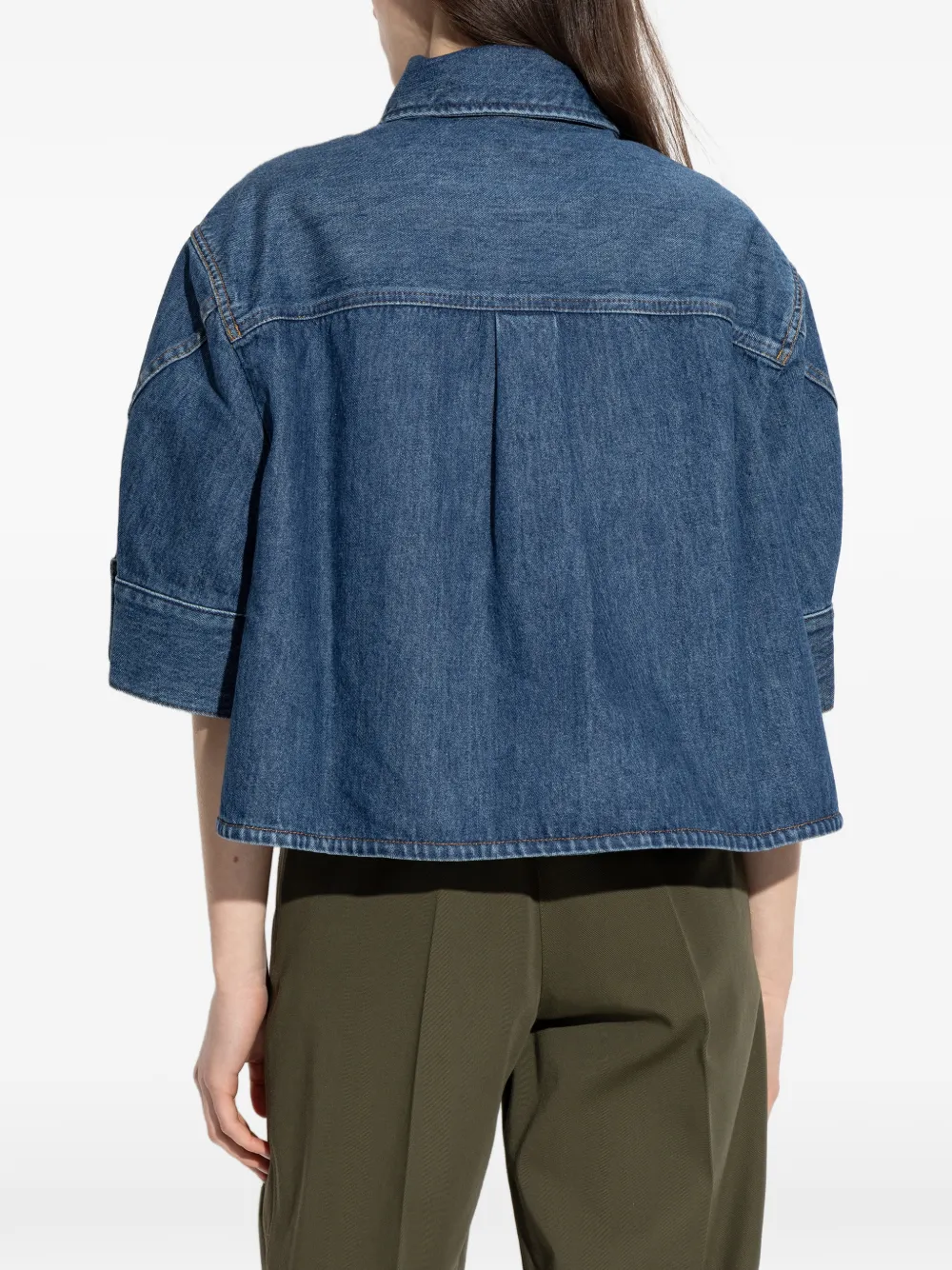 Givenchy Cocoon cropped denim blouse Blauw