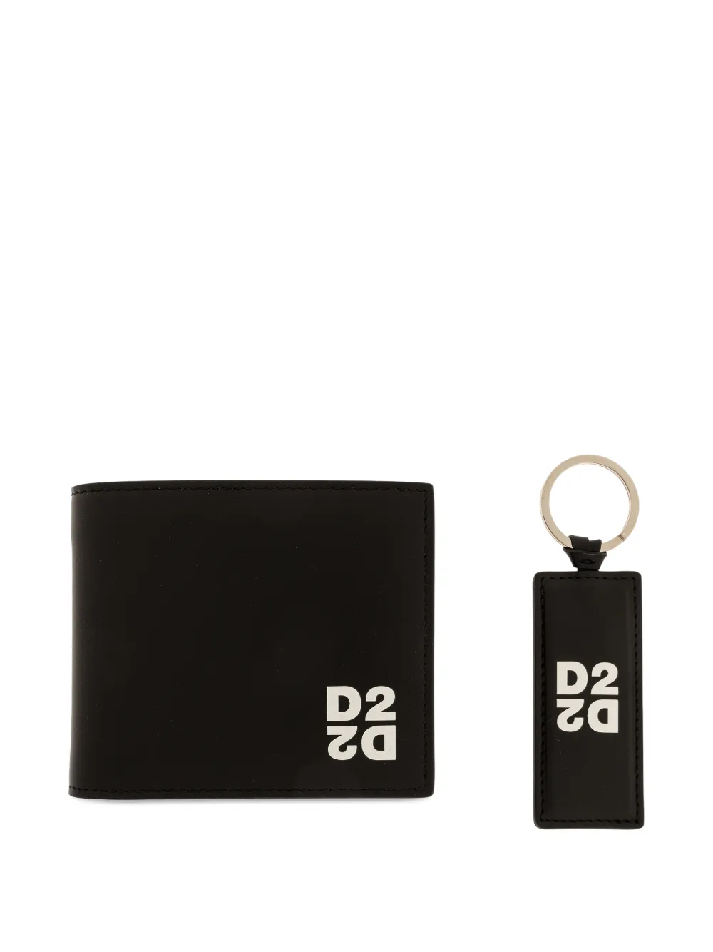 DSQUARED2 logo-print wallet and keyring set - Nero