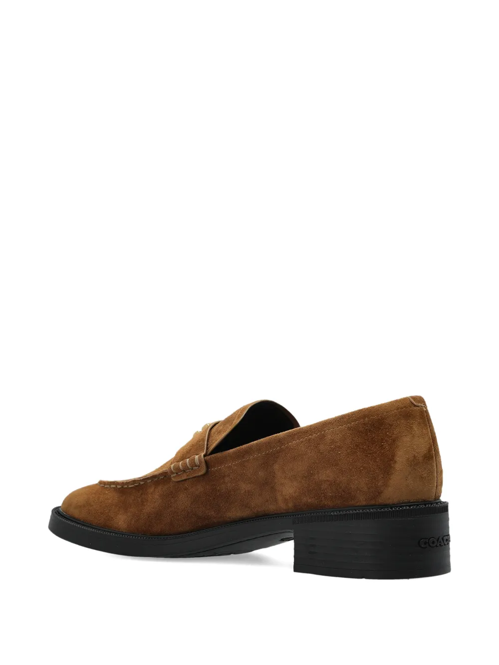 Coach Suède loafers met blokhak Bruin