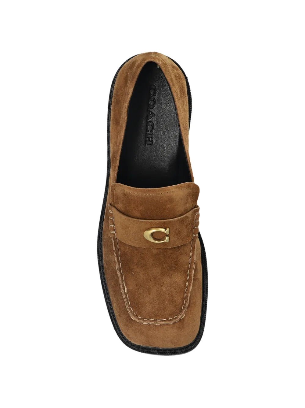 Coach Suède loafers met blokhak Bruin