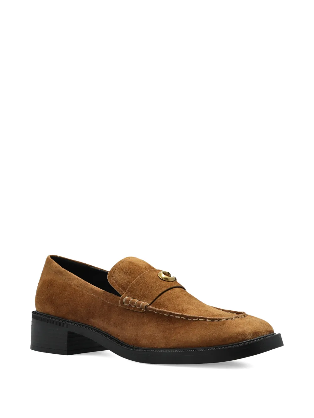 Coach Suède loafers met blokhak Bruin