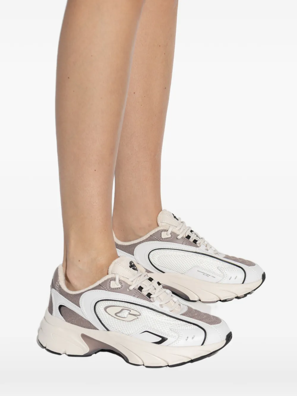 Coach panelled lace-up sneakers Wit