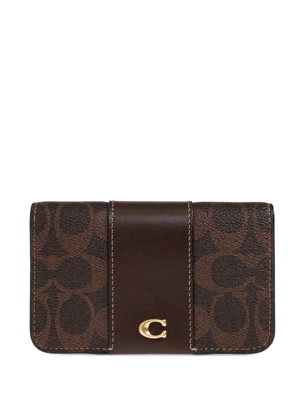 Coach logo-pattern snap-button wallet - Marrone