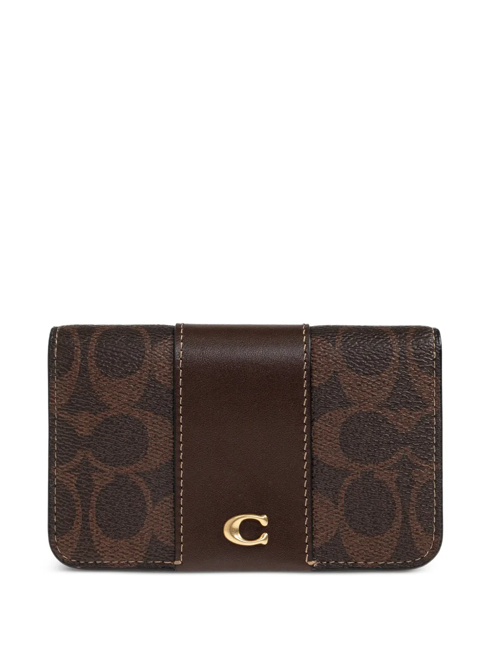 Coach logo-pattern snap-button wallet - Marrone