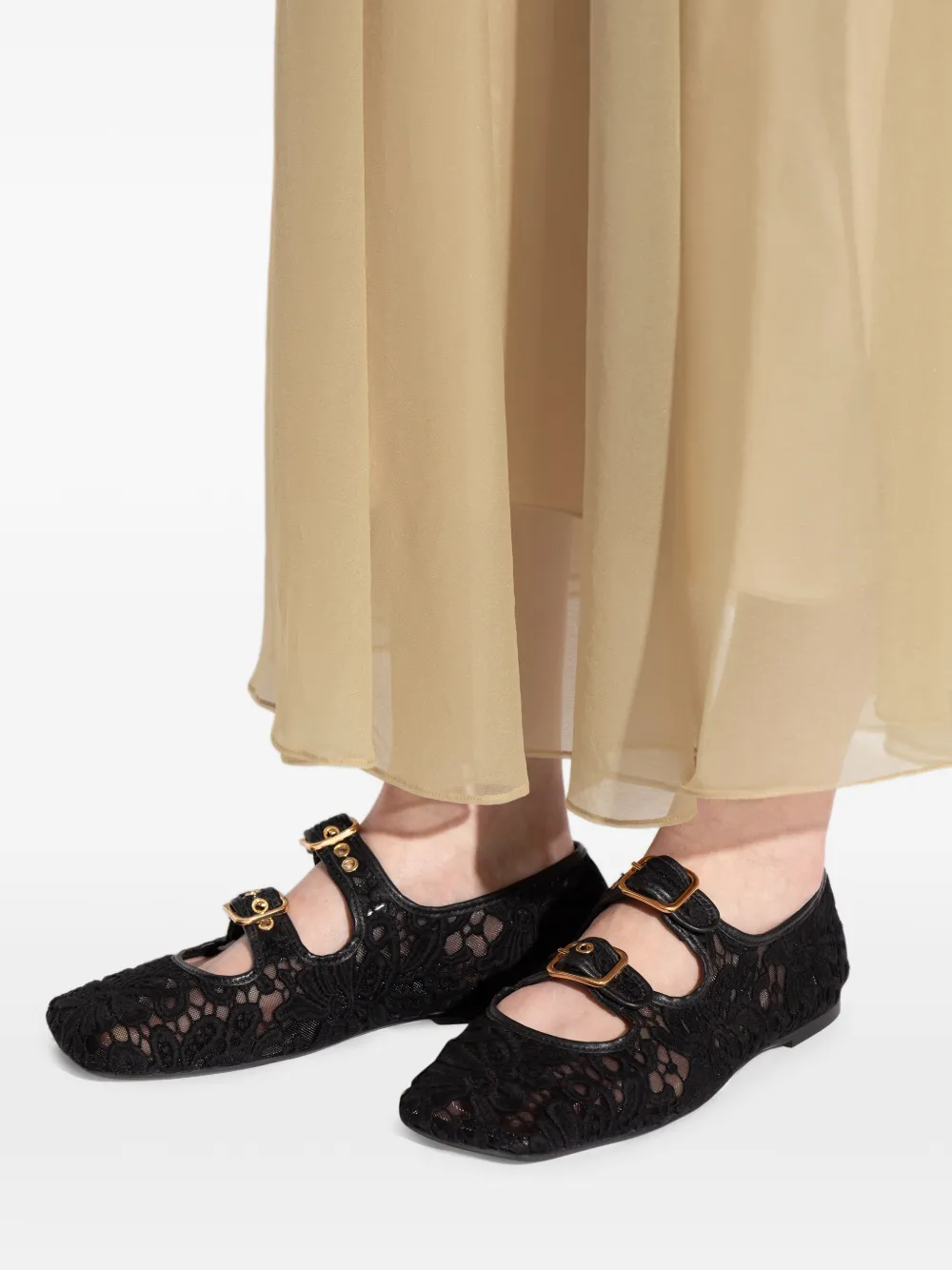 AGL Ceramic Romantic ballerina's met kant Zwart