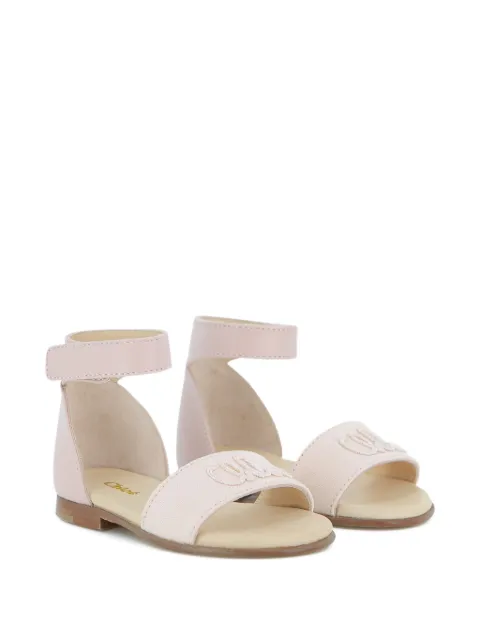 Chloé Kids embroidered ankle strap sandals