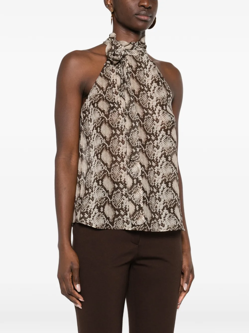  Nili Lotan Snake-pattern Halter-neck Top - Neutrals 