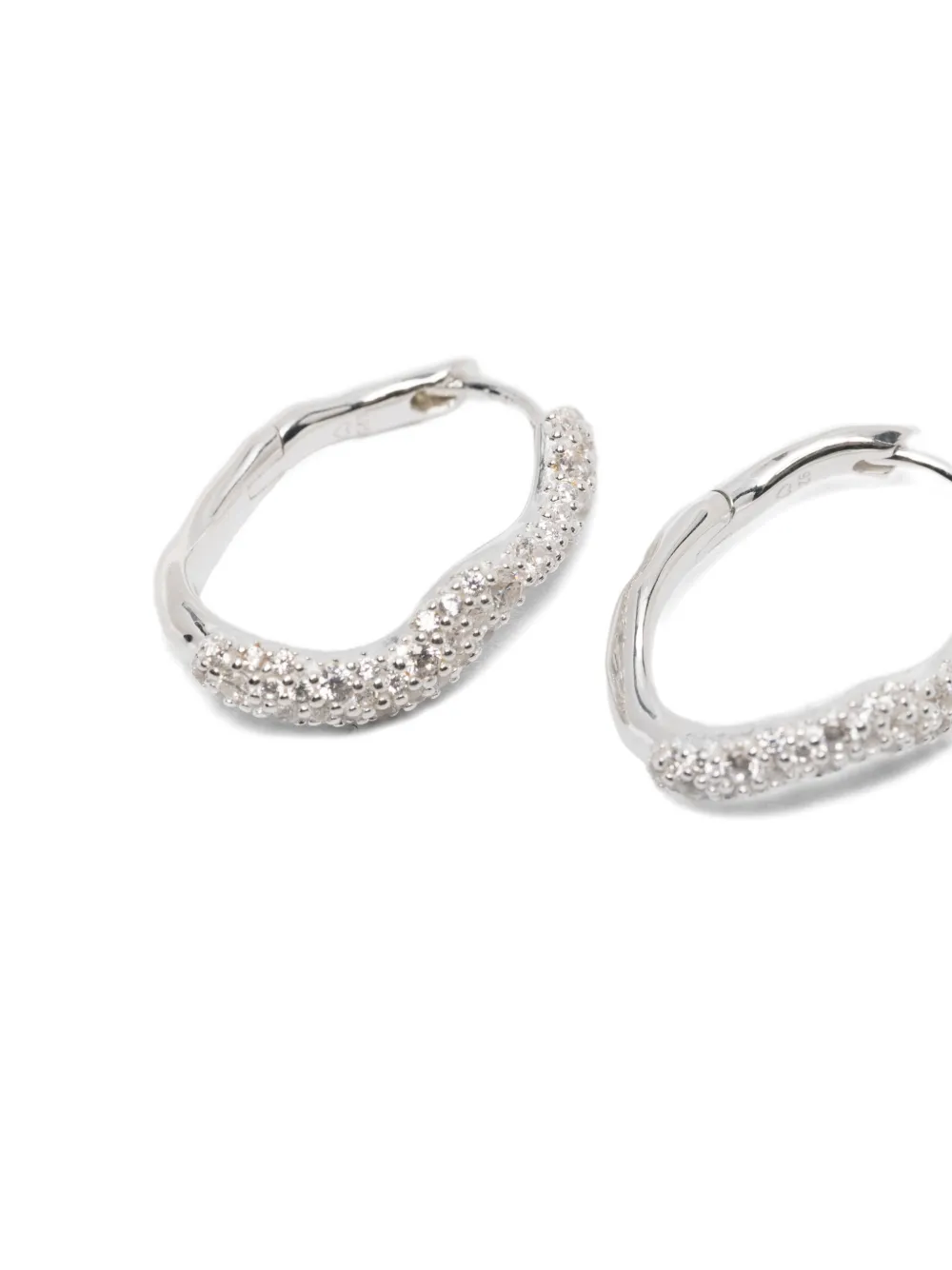 Molten Silver Embellished Hoop Earrings