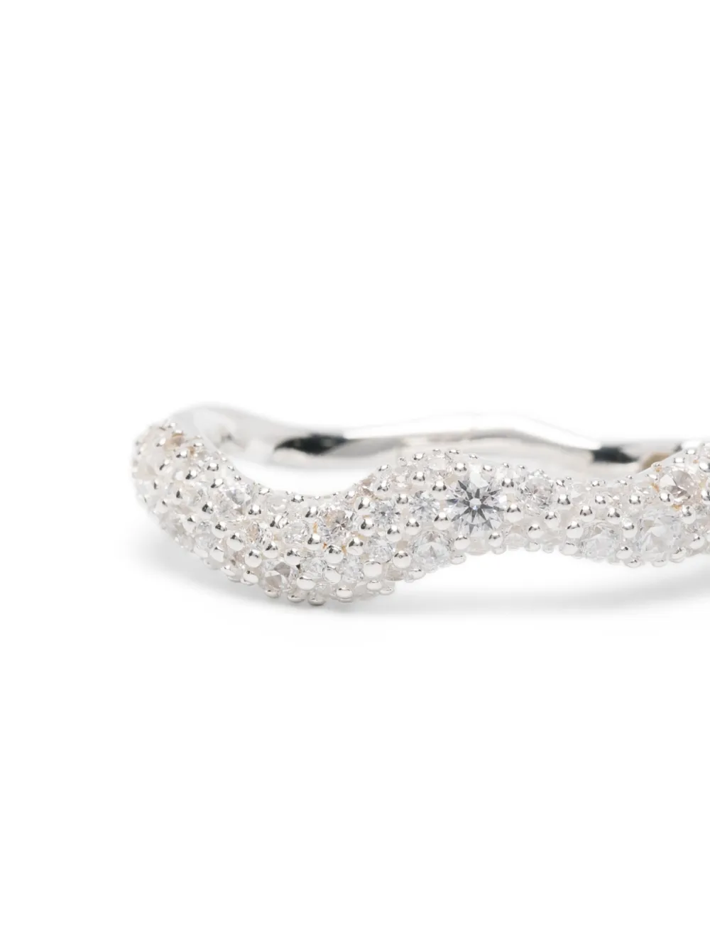 Molten Silver Embellished Hoop Earrings