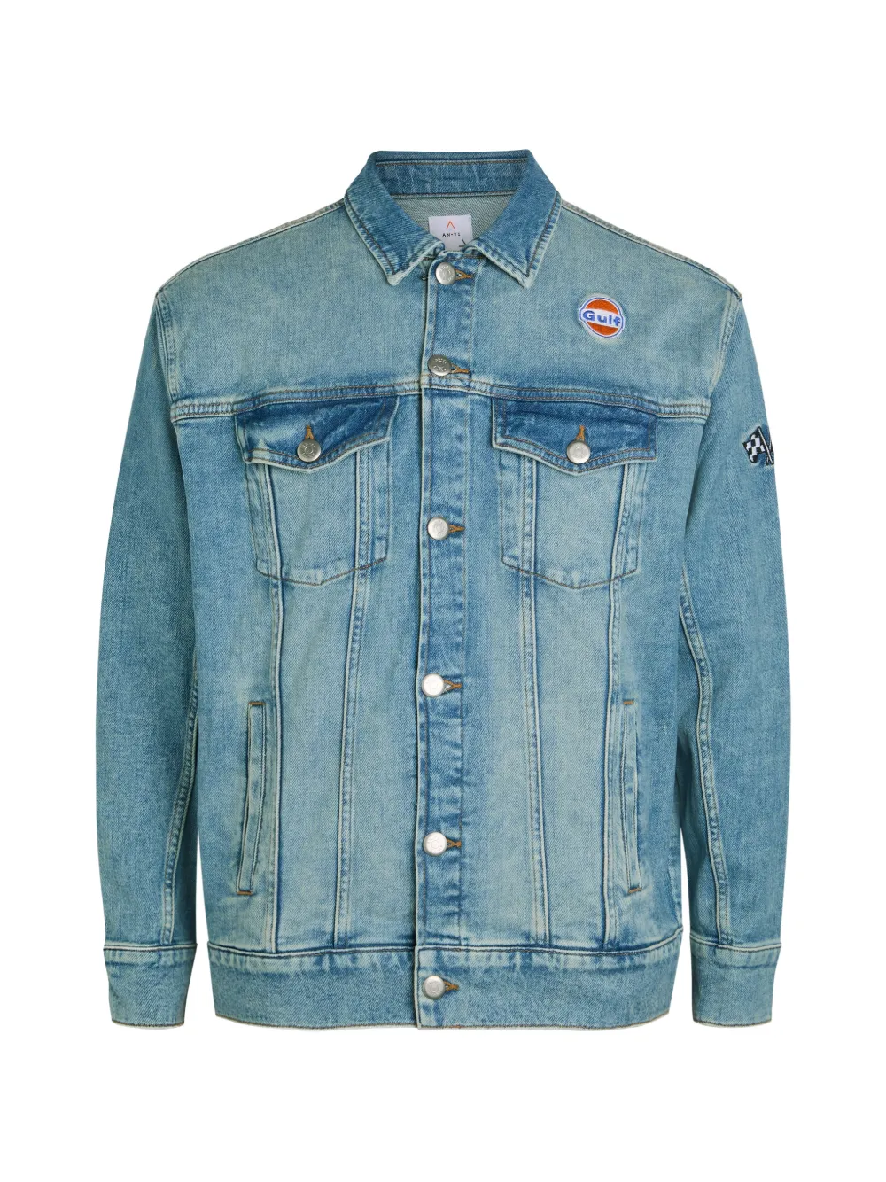 AN-Y1 Star-panelled stretch-denim jacket - Blu