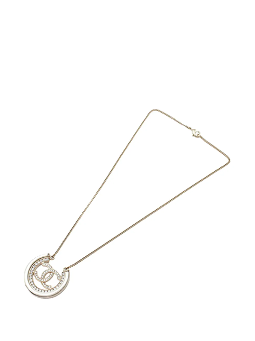 CHANEL Pre-Owned 2021 Gold Plated CC Rhinestone Pendant Necklace costume necklace - Oro