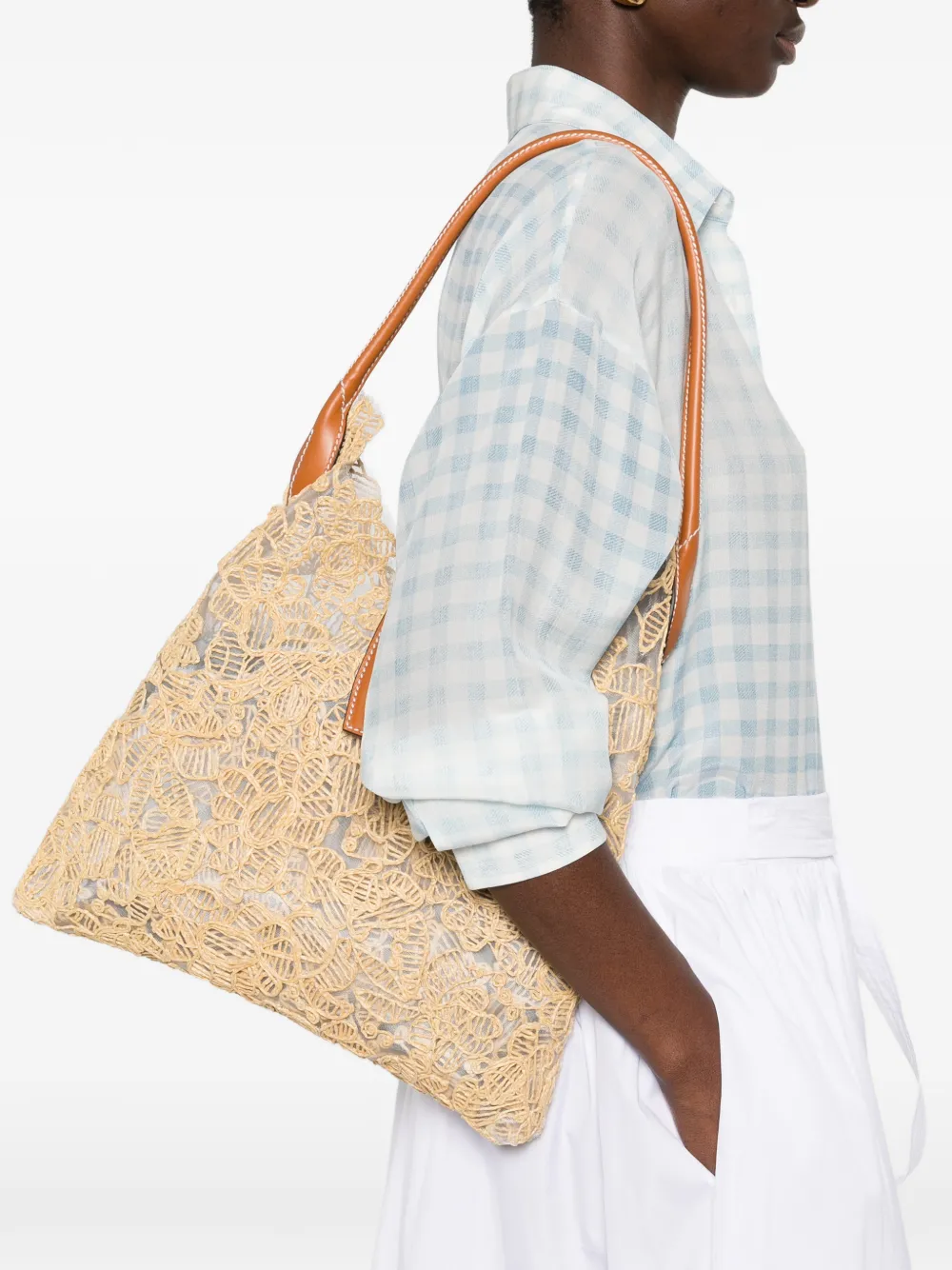 Ermanno Scervino floral-embroidered shoulder bag - Beige