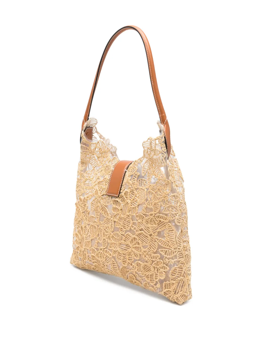 Floral-Embroidered Shoulder Bag